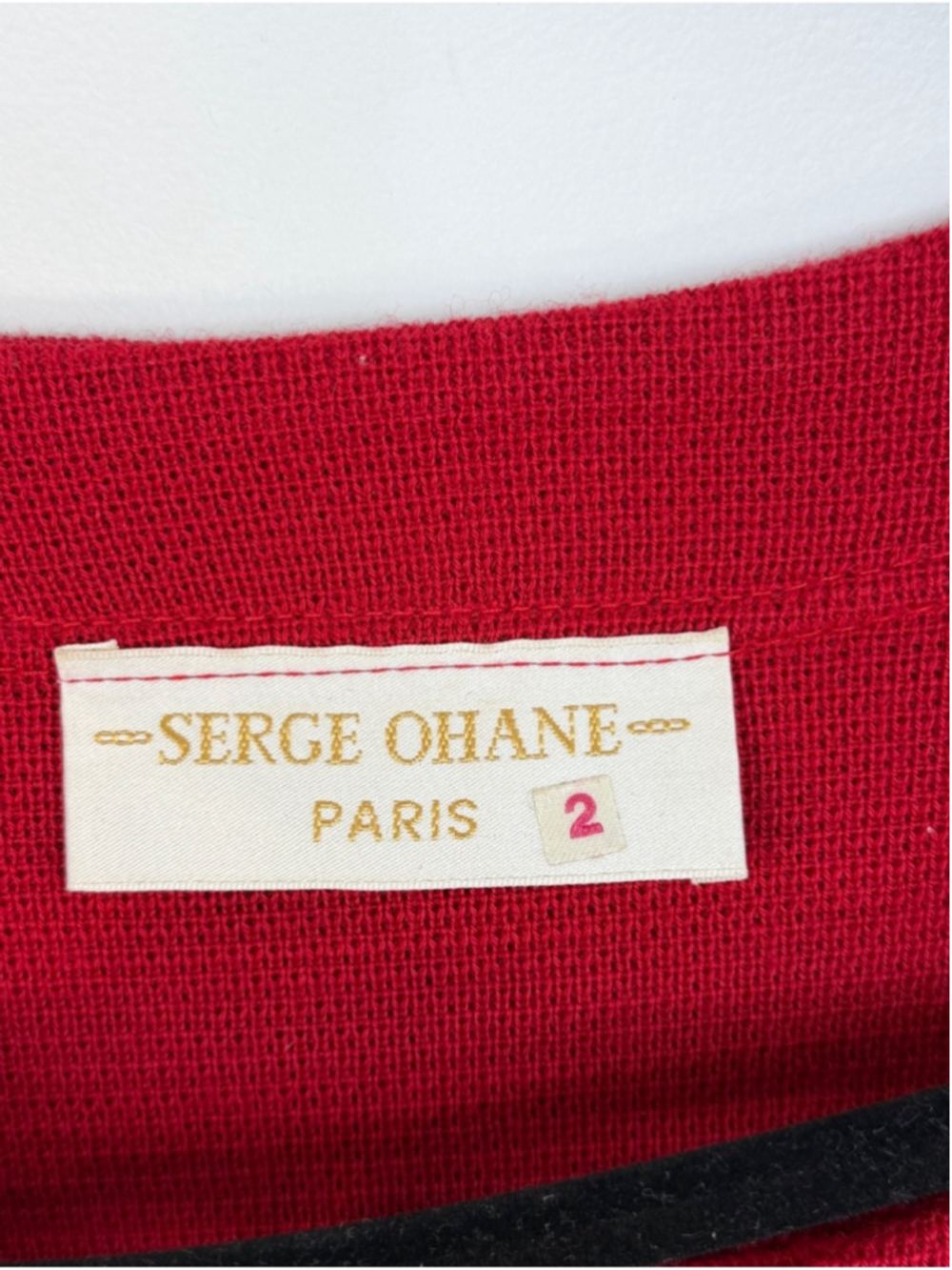 VTG 80s 90s French made wool blend boxy oversized red longline cardigan sweater - Picture 12 of 13